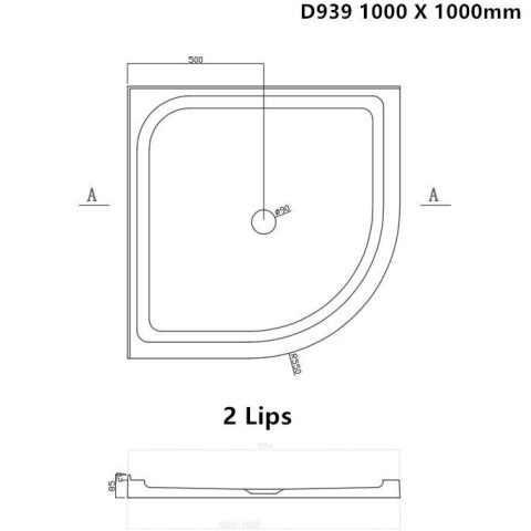 D939 shower tray 1000x1000