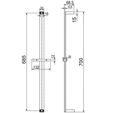 Koda Square Slide Shower Set with Wall Elbow - Matte Black - Image 2