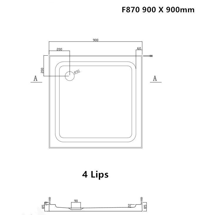 F870 shower tray 900x900