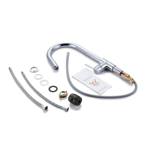 Modern Cone-Base Pull-Out Kitchen Mixer - Polished Chrome - Image 2