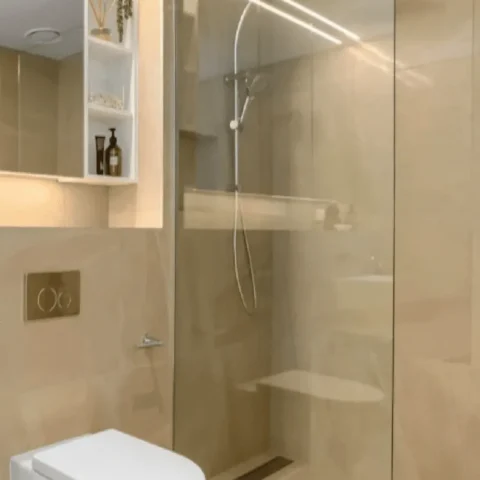 Chrome Round Shower Set Slider with Shower Head and Rain Head-- Clearance - Image 4