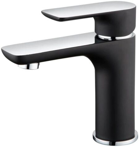 black and chrome basin tap