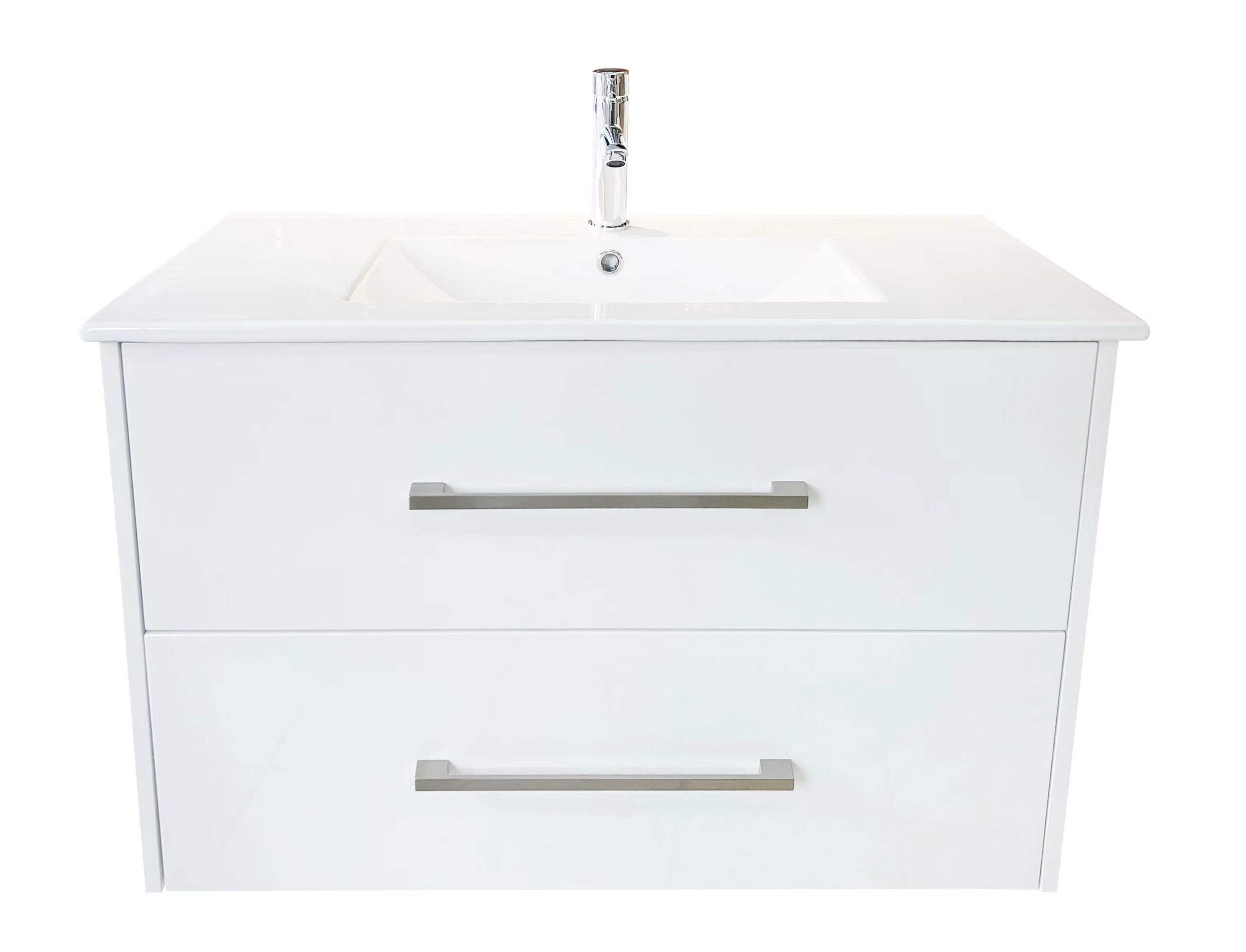 900E-HW 900mm WHITE WALL HUNG VANITY CABINET FRONT VIEW
