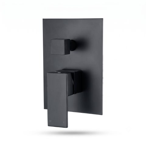 The Axis Square Shower Mixer with Diverter - Matte Black - Image 1