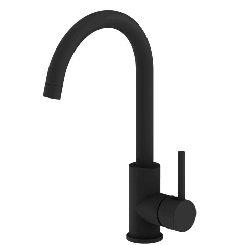 Modern Pin Lever Gooseneck Mixer - Matte Black - Image 1