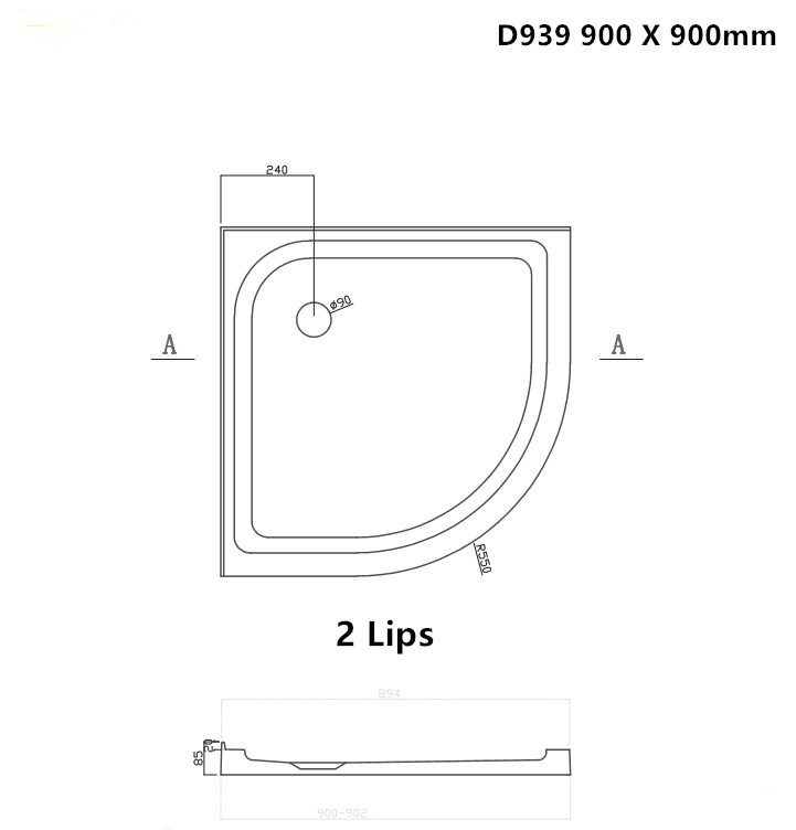D939 shower tray 900x900
