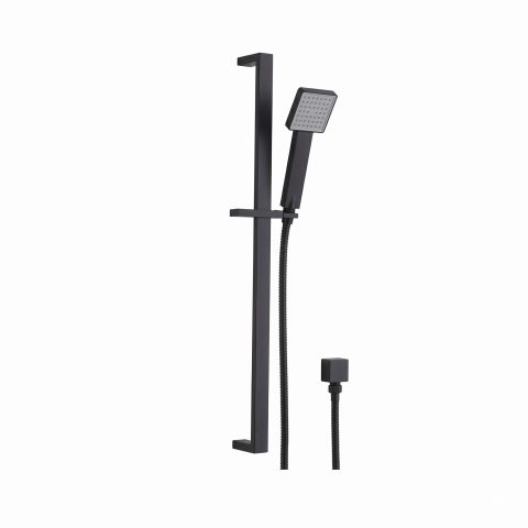 Koda Square Slide Shower Set with Wall Elbow - Matte Black - Image 1