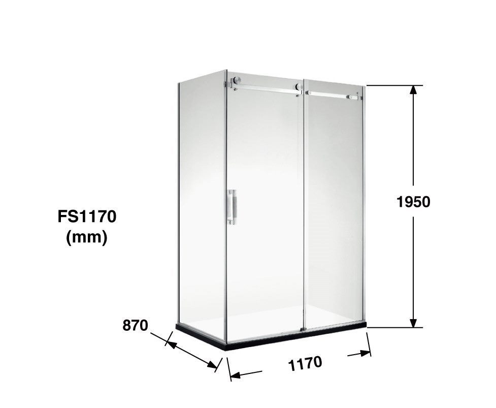 1200mm frameless shower box size