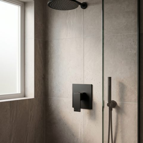 The Kube Square Shower Mixer - Matte Black - Image 5