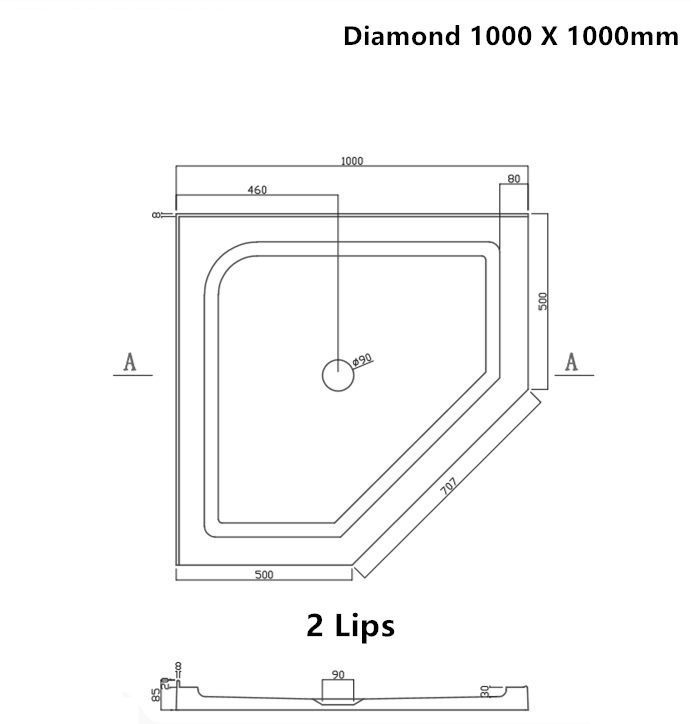 diamond shower tray 1000x1000