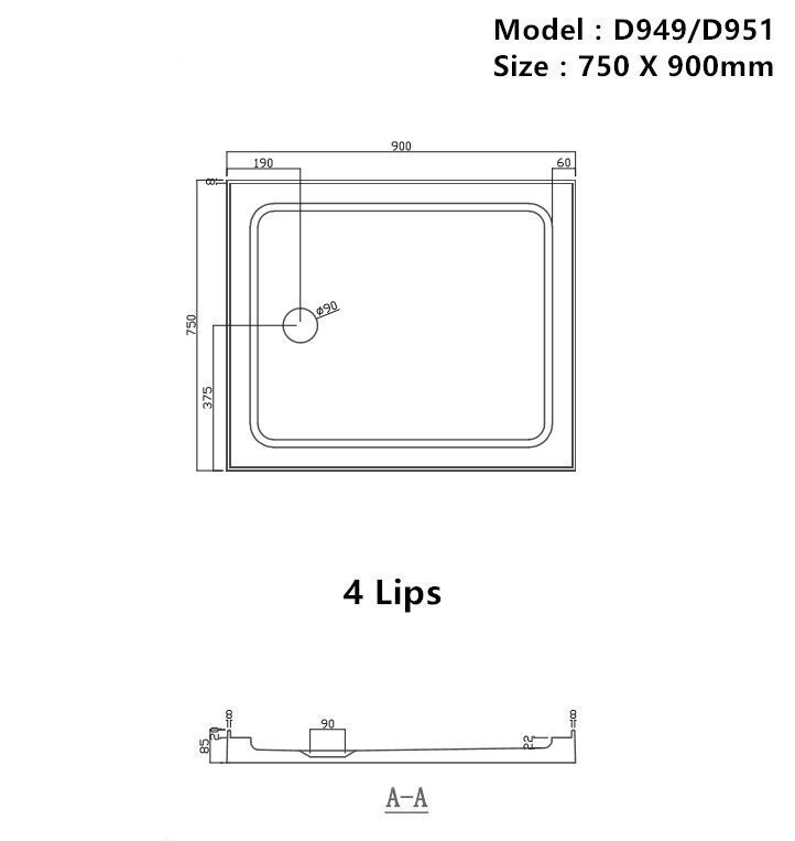 shower tray 750x900