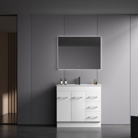 Avalon 900mm Premium Plywood Floor-Standing Vanity - Gloss White - Image 2