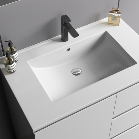 Avalon 750mm Premium Plywood Floor-Standing Vanity – Gloss White (Finger Pull Design) - Image 5