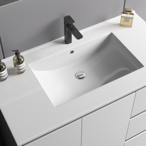 Avalon 900mm Premium Plywood Floor-Standing Vanity – Gloss White (Finger Pull Design) - Image 4