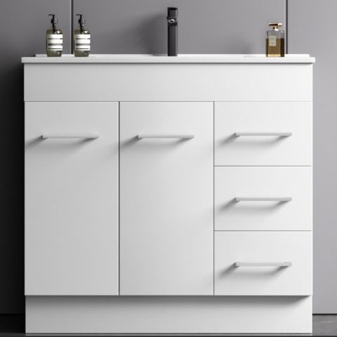 Avalon 900mm Premium Plywood Floor-Standing Vanity - Gloss White - Image 1