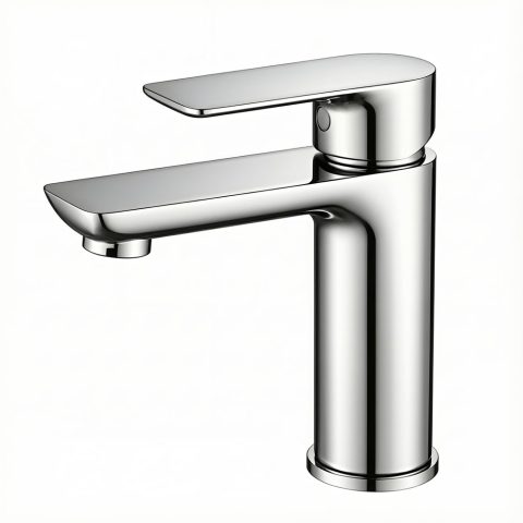 Vanta Modern Flat Handle Basin Mixer – Polished Chrome - Image 1