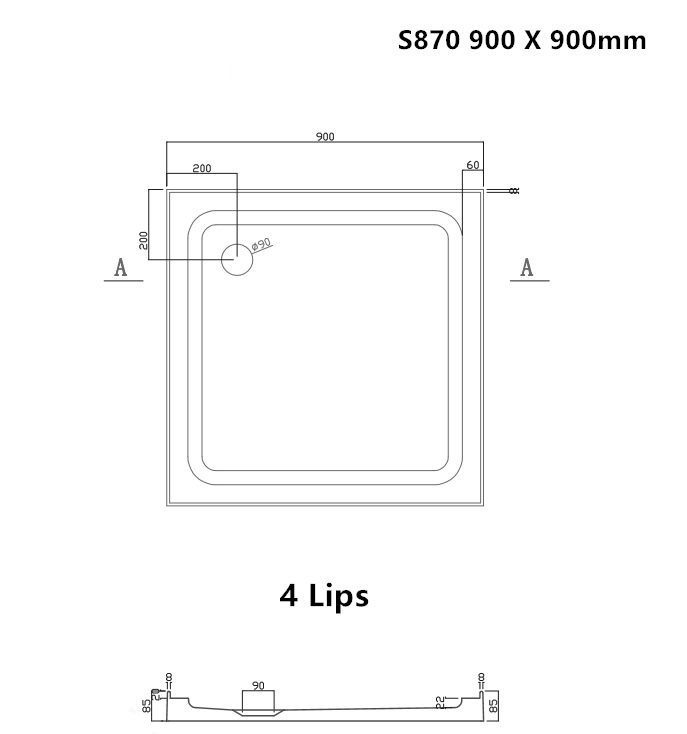 S870 shower tray 900x900