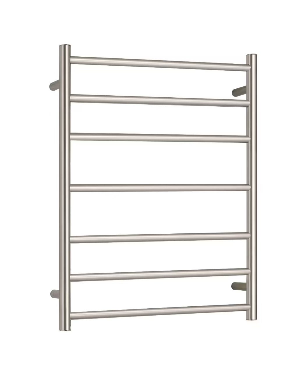 Wall-mounted stainless steel towel rack with seven horizontal bars.