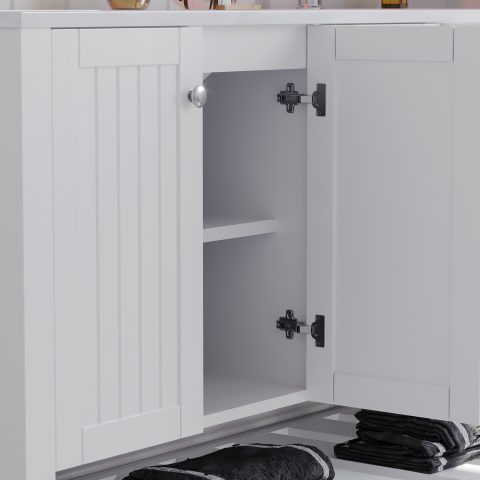 Victoria 1500mm Solid Wood Floor-Standing Vanity – Hampton Collection – Matte White - Image 5