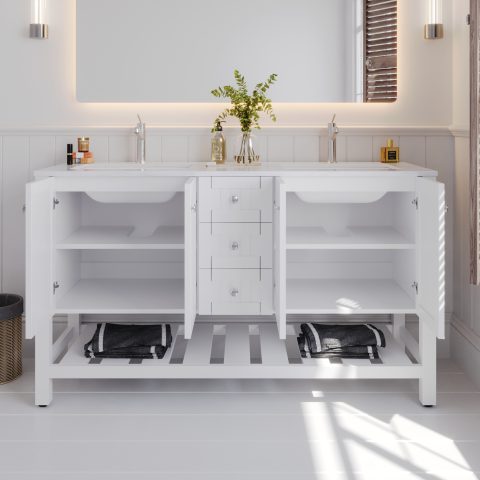 Victoria 1500mm Solid Wood Floor-Standing Vanity – Hampton Collection – Matte White - Image 6