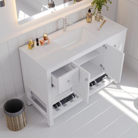 Villa 1200mm Solid Wood Floor-Standing Vanity – Hampton Collection – Matte White - Image 4