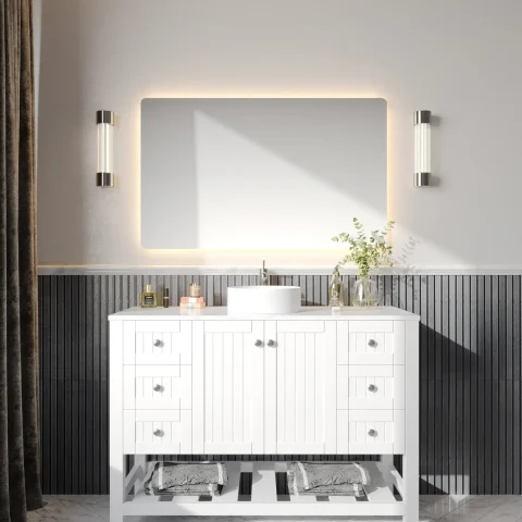 Victoria 1200mm Solid Wood Floor-Standing Vanity – Hampton Collection – Matte White - Image 2