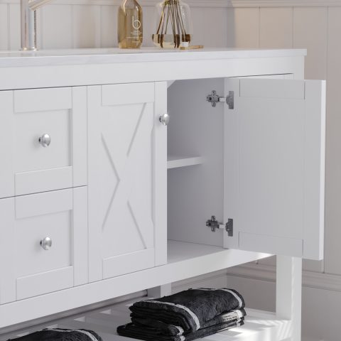 Villa 1200mm Solid Wood Floor-Standing Vanity – Hampton Collection – Matte White - Image 5