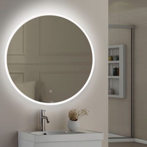 ORA Frameless Round Front-Lit LED Mirror – 800mm - Image 4
