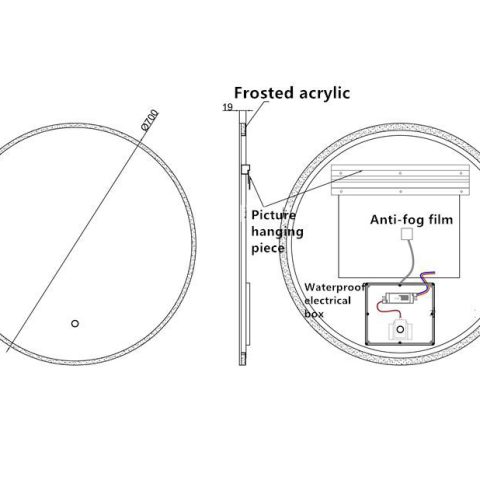 ORA Frameless Round Front-Lit LED Mirror – 700mm - Image 5