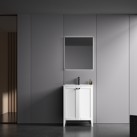 Somerset 600mm Premium Plywood Floor-Standing Vanity - Matte White - Image 2