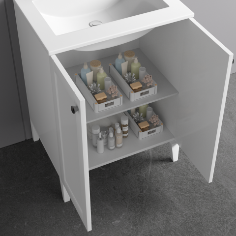 Somerset 600mm Premium Plywood Floor-Standing Vanity - Matte White - Image 4