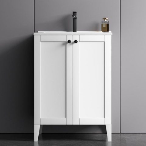 Somerset 600mm Premium Plywood Floor-Standing Vanity - Matte White - Image 1