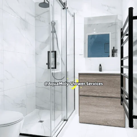 Frameless Shower Glass 1200w x 800dmm Rectangle Sliding Door Matte Black Nano Coating - Image 7