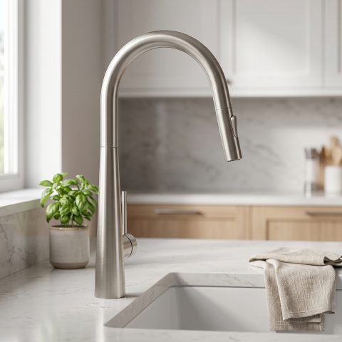 Modern Cone-Base Pull-Out Mixer - Brushed Nickel - Image 2