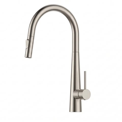 Modern Cone-Base Pull-Out Mixer - Brushed Nickel - Image 1
