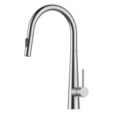 Modern Cone-Base Pull-Out Mixer - Brushed Nickel - Image 1