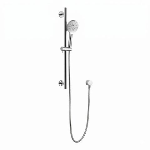 Rondo Round Slide Shower Rail Kit with Inlet Elbow - Polished Chrome - Image 1