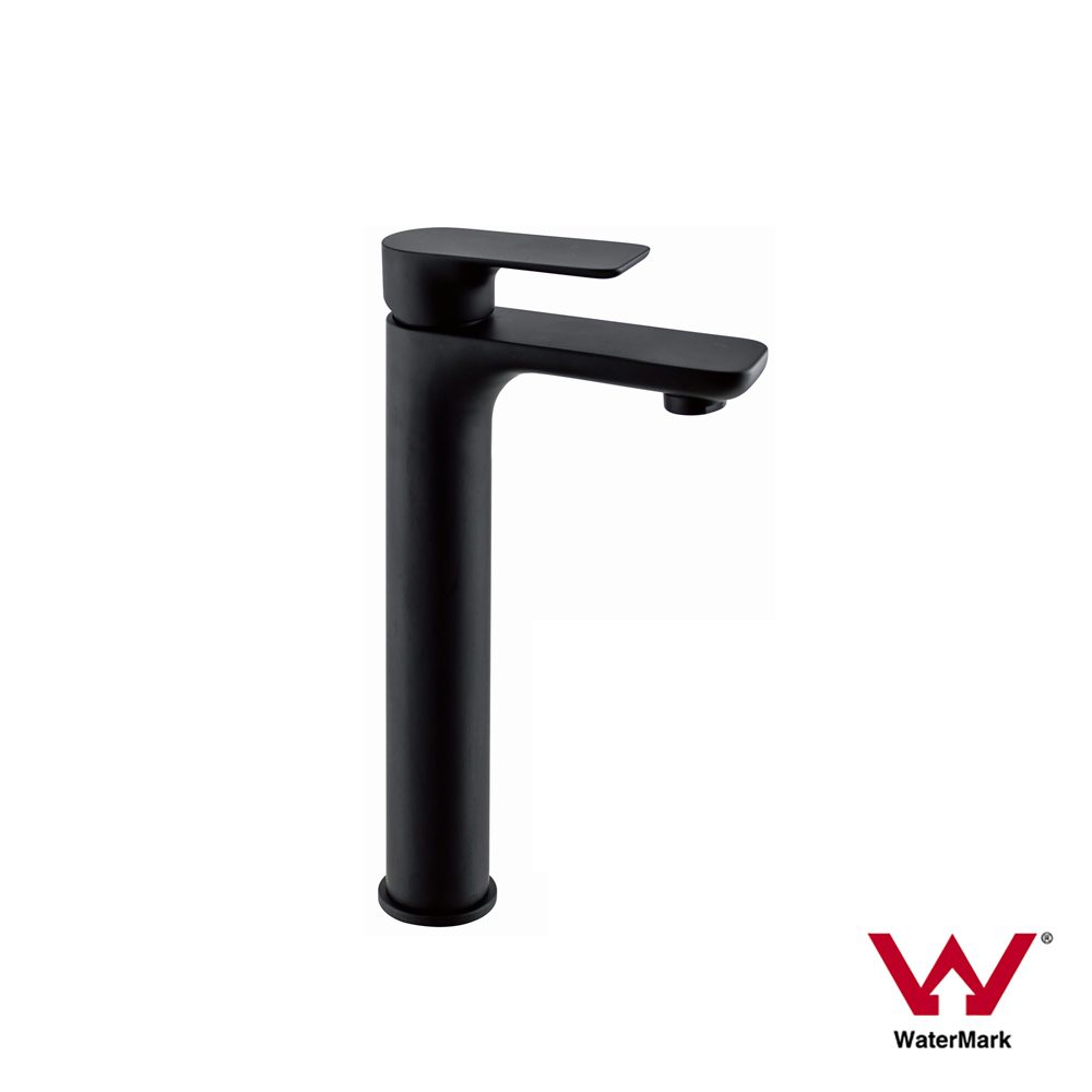 black tall sink tap rpund and square