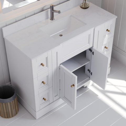 Mornington 1200mm Solid Wood Floor-Standing Vanity – Hampton Collection – Matte White - Image 3
