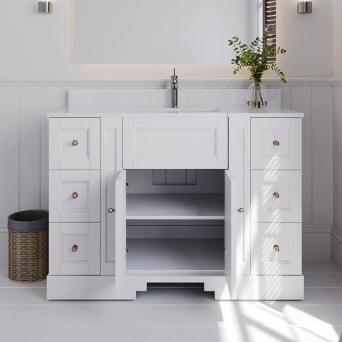 Mornington 1200mm Solid Wood Floor-Standing Vanity – Hampton Collection – Matte White - Image 5