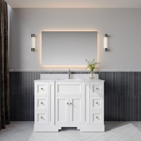 Mornington 1200mm Solid Wood Floor-Standing Vanity – Hampton Collection – Matte White