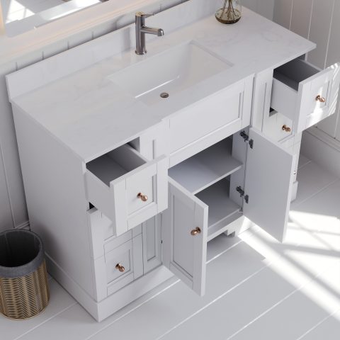 Mornington 1200mm Solid Wood Floor-Standing Vanity – Hampton Collection – Matte White - Image 4