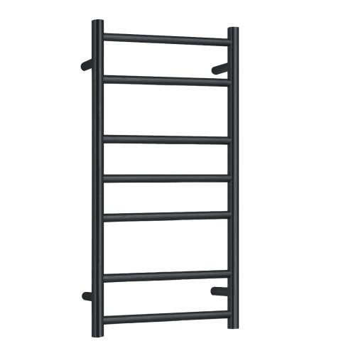 7 Bar Round Profile Heated Towel Rail – Matte Black - Image 1