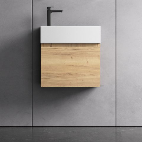 Avalon 480mm Premium Plywood Wall-Hung Vanity - Oak - Image 1