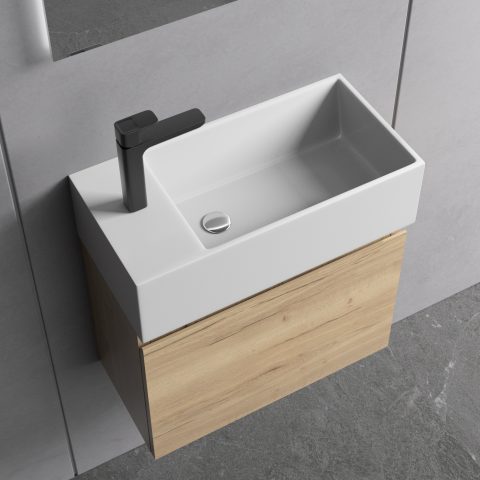 Avalon 480mm Premium Plywood Wall-Hung Vanity - Oak - Image 4