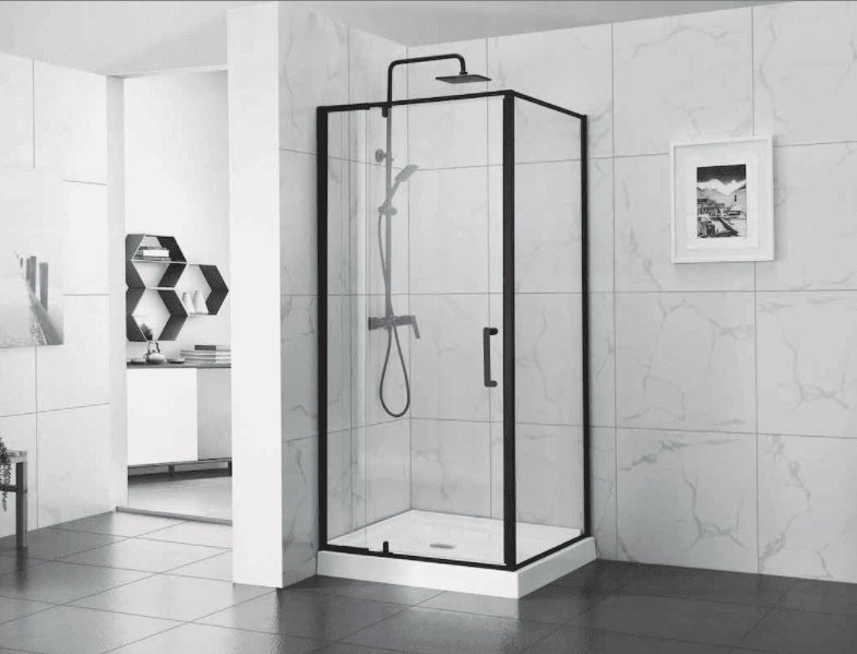 900 square framed black shower