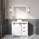 Barn Door 900mm Solid Wood Floor-Standing Vanity - Hampton Series - Matte White