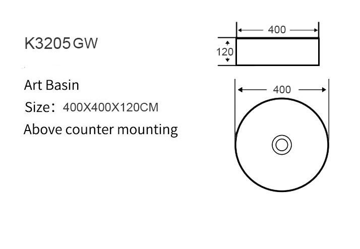 K3205GW basin size