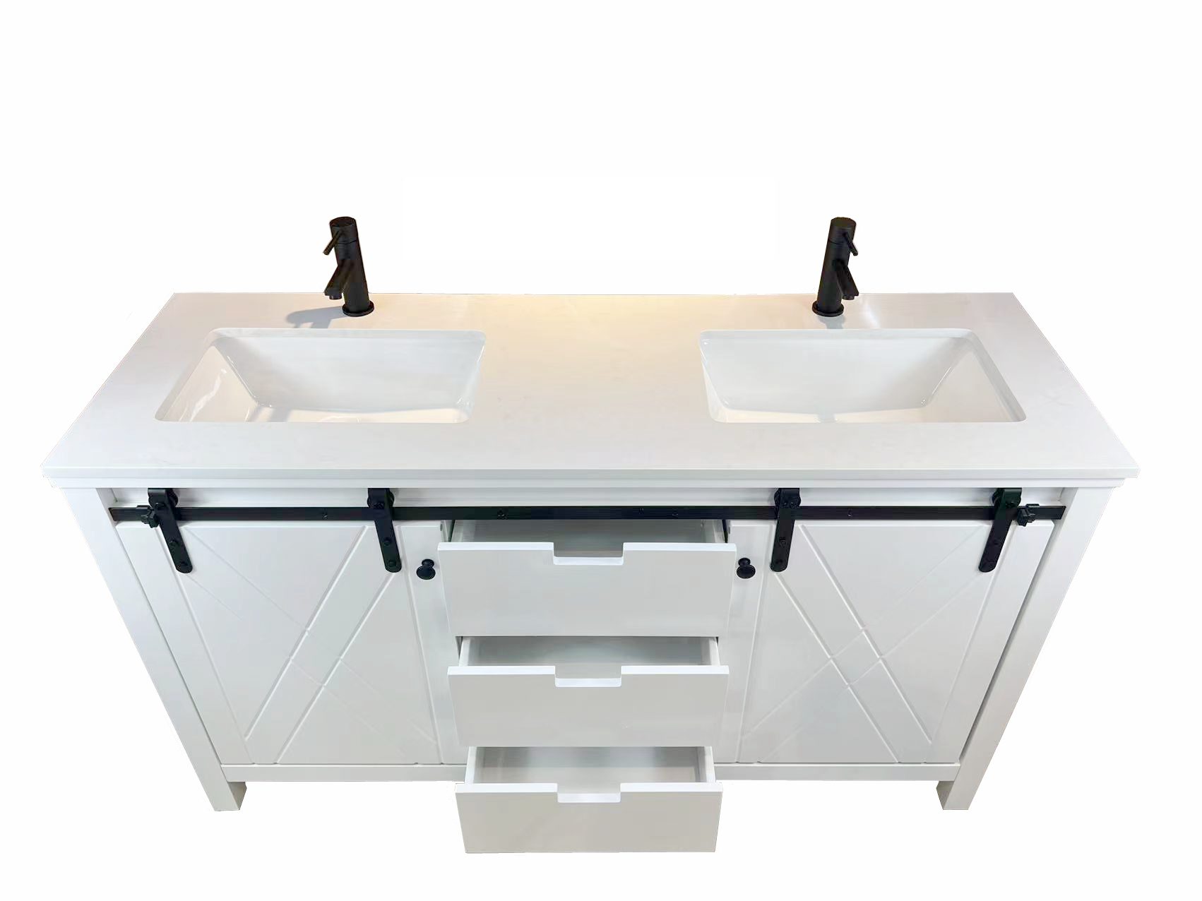 1500mm white vanity drawers open