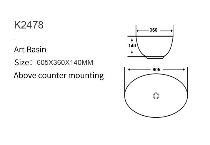 K2478 counter basin size